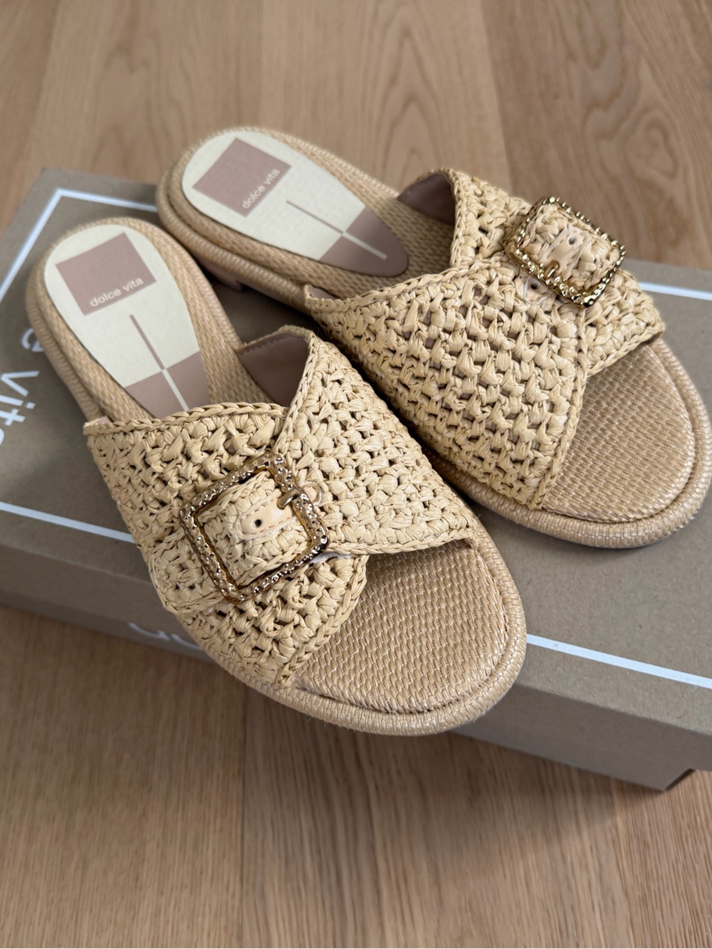 LIKE NEW with box Dolce Vita Alonzo Raffia Slide Sandal